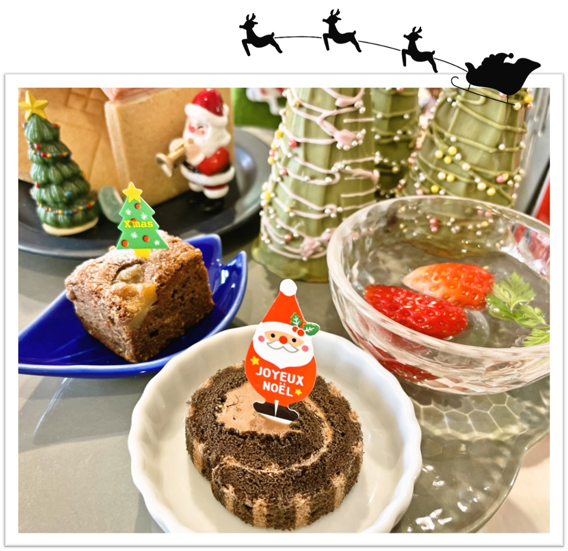 人間ドック食クリスマスのデザート　ブラウニー・チョコレートロールケーキ・苺ゼリーの3種類のうちお好きな物を1つお選びください。