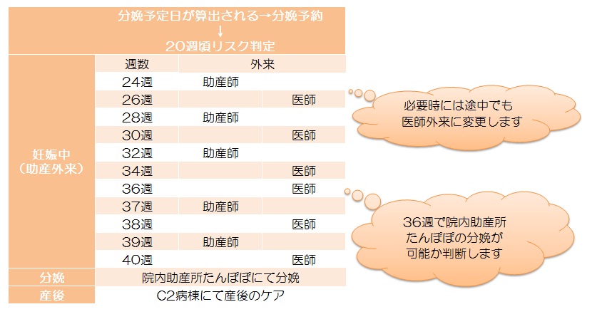 院内助産所たんぽぽでの妊娠・分娩・産後までの流れ