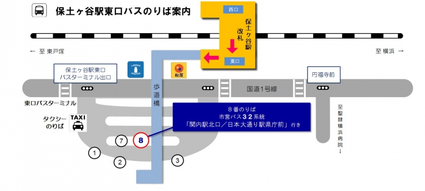 保土ヶ谷駅東口バスのりば案内